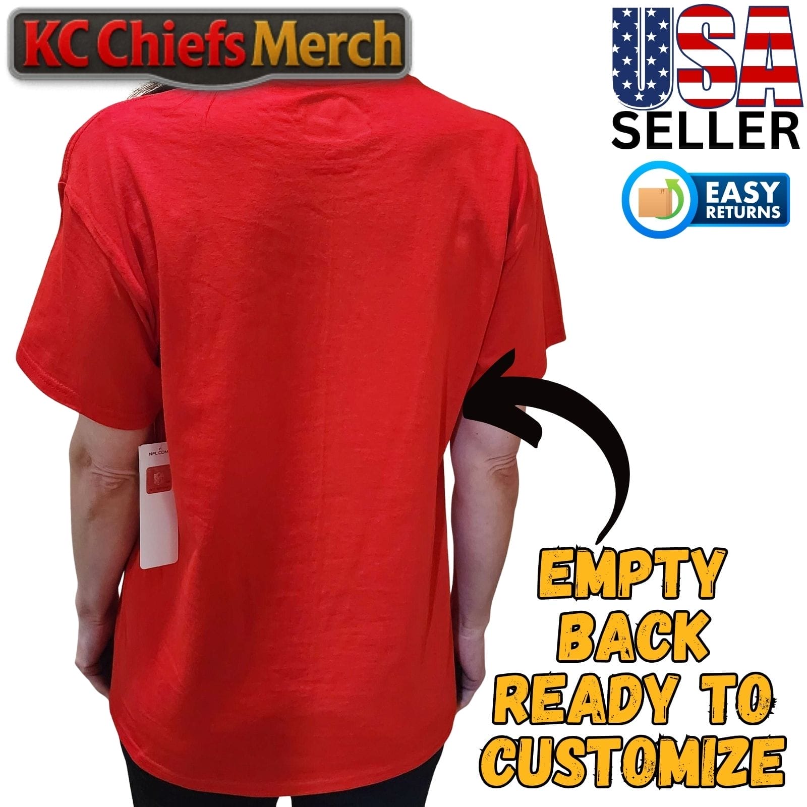 Kansas City Chiefs Red T-Shirt with Arrowhead Graphic, New with NFL Tag - Image 2