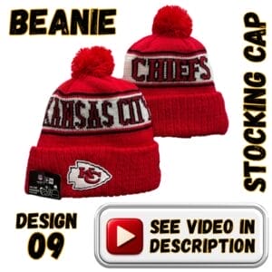 Red Crown & Cuff, White “KANSAS CITY/CHIEFS” Band w/ Red Pom (09)
