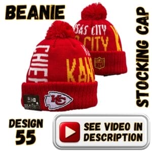 Red w/ Oversized “KANSAS CITY” Knit & Red Pom (55)