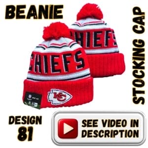 Red Cuff, Red “CHIEFS” Band on White/Black Stripes w/ Red Pom (81)