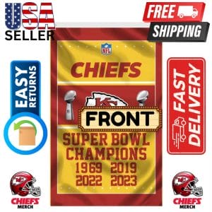 Chiefs 3'x5' Flag - Design #83 - Vertical Chiefs Champions with Years