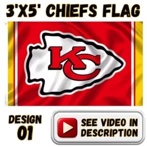 Chiefs 3'x5' Flag - Design #01 - Arrowhead with Gold Sides