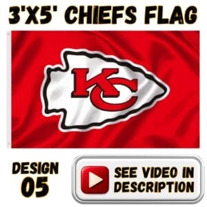 Chiefs 3'x5' Flag - Design #05 - Standard KC Arrowhead on Red