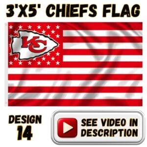 Chiefs 3'x5' Flag - Design #14 - Red & White Stars and Stripes