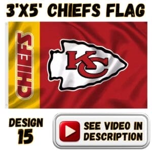 Chiefs 3'x5' Flag - Design #15 - Chiefs Arrowhead Gold & Red
