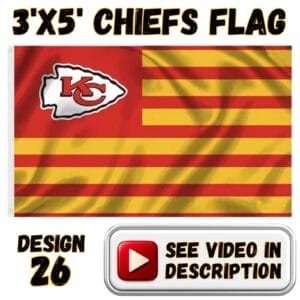Chiefs 3'x5' Flag - Design #26 - Red & Gold Flag with Arrowhead