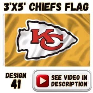 Chiefs 3'x5' Flag - Design #41 - KC Arrowhead on Yellow