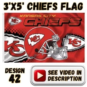 Chiefs 3'x5' Flag - Design #42 - Helmet & Arrowheads