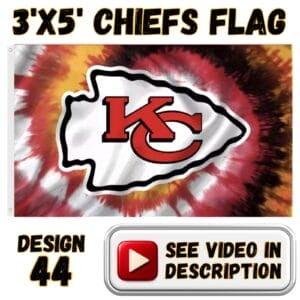 Chiefs 3'x5' Flag - Design #44 - KC Arrowhead on Tie Dye