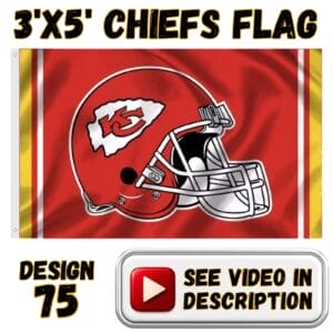 Chiefs 3'x5' Flag - Design #75 - KC Helmet with Gold Vertical Stripes