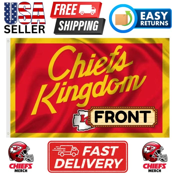 Chiefs 3'x5' Flag - Design #02 - Chiefs Kingdom Script with Arrowhead