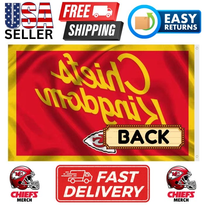 Chiefs 3'x5' Flag - Design #02 - Chiefs Kingdom Script with Arrowhead - Image 2
