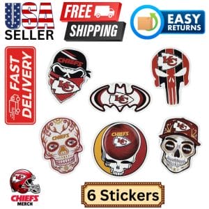 SIX (6) Kansas City Chiefs Halloween Stickers