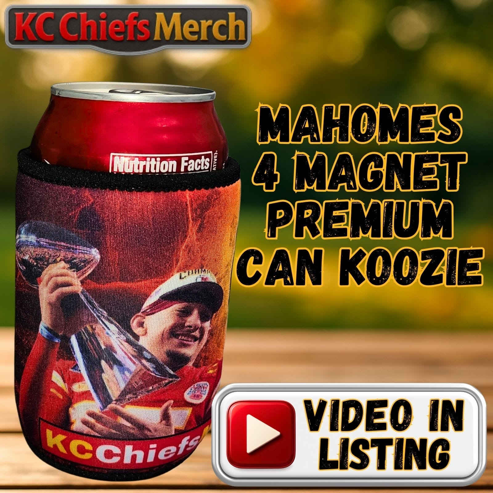 Kansas City Chiefs 4-Magnet Stubby Can Cooler, Patrick Mahomes Super Bowl Edition๐๐๐๐