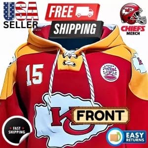 Patrick Mahomes #15 Hockey Style Pullover Hoodie! Great Patches!!!
