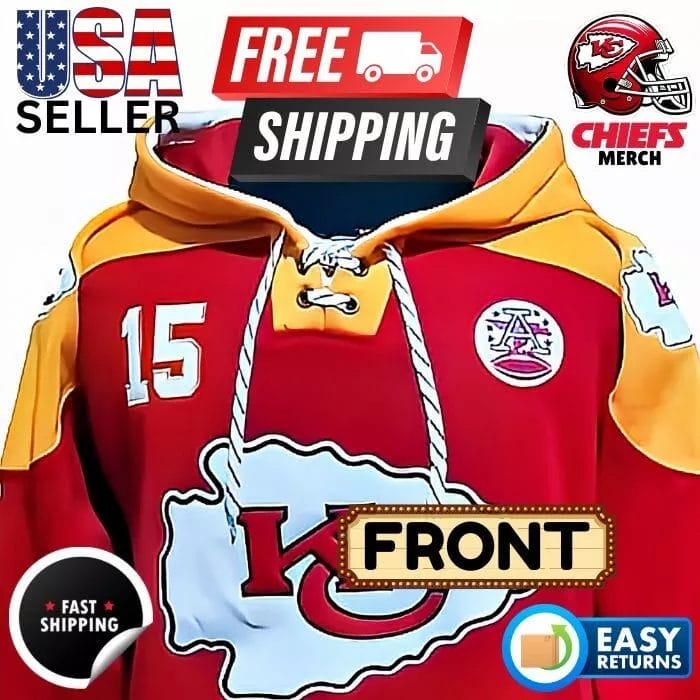 Patrick Mahomes #15 Hockey Style Pullover Hoodie! Great Patches!!!