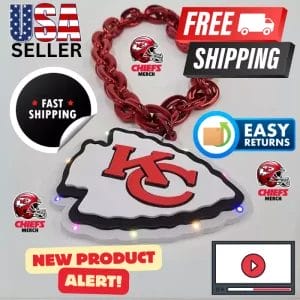 LED KC Chiefs NFL 3D Foam Fan Chain Necklace