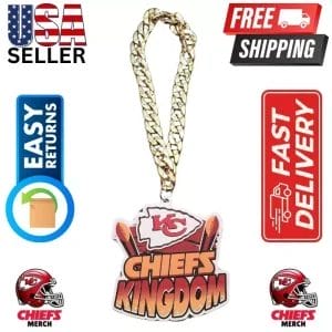 KC Chiefs Kingdom Foam Necklace with Lay Flat Gold Chain, NEW DESIGN!
