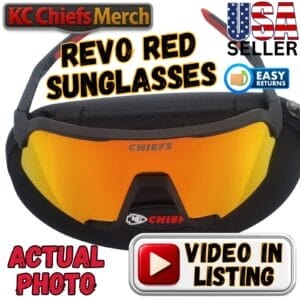 Kansas City Chiefs Sunglasses – Black Frame with Red Polarized Mirror Lens + Case, Fan Gift
